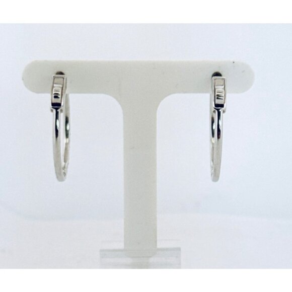 14K White Gold Diamond Inside-Out Hoop Earrings 1.6mm 5.5g Sparkling Hoops - Picture 3 of 10